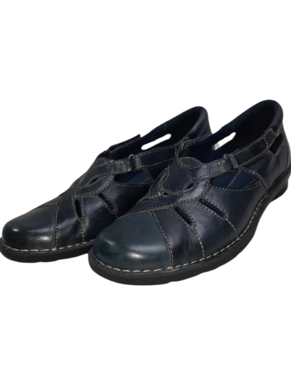 Clarks Bendables Blue Leather Nikki Regatta Shoe SZ 7.5M